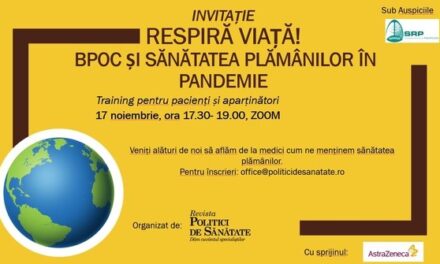 Trainingul ”Respiră viață! BPOC și sănătatea plămânilor în pandemie”, 17 noiembrie 2021
