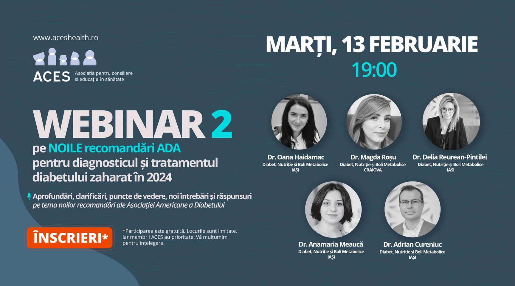 Webinar ”Noile recomandări ale Asociației Americane a Diabetului pentru anul 2024”, 13 februarie 2024