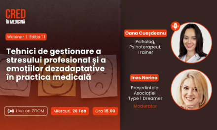 Tehnici de gestionare a stresului profesional și a emoțiilor dezadaptative în practica medicală, un nou webinar CRED în Medicină