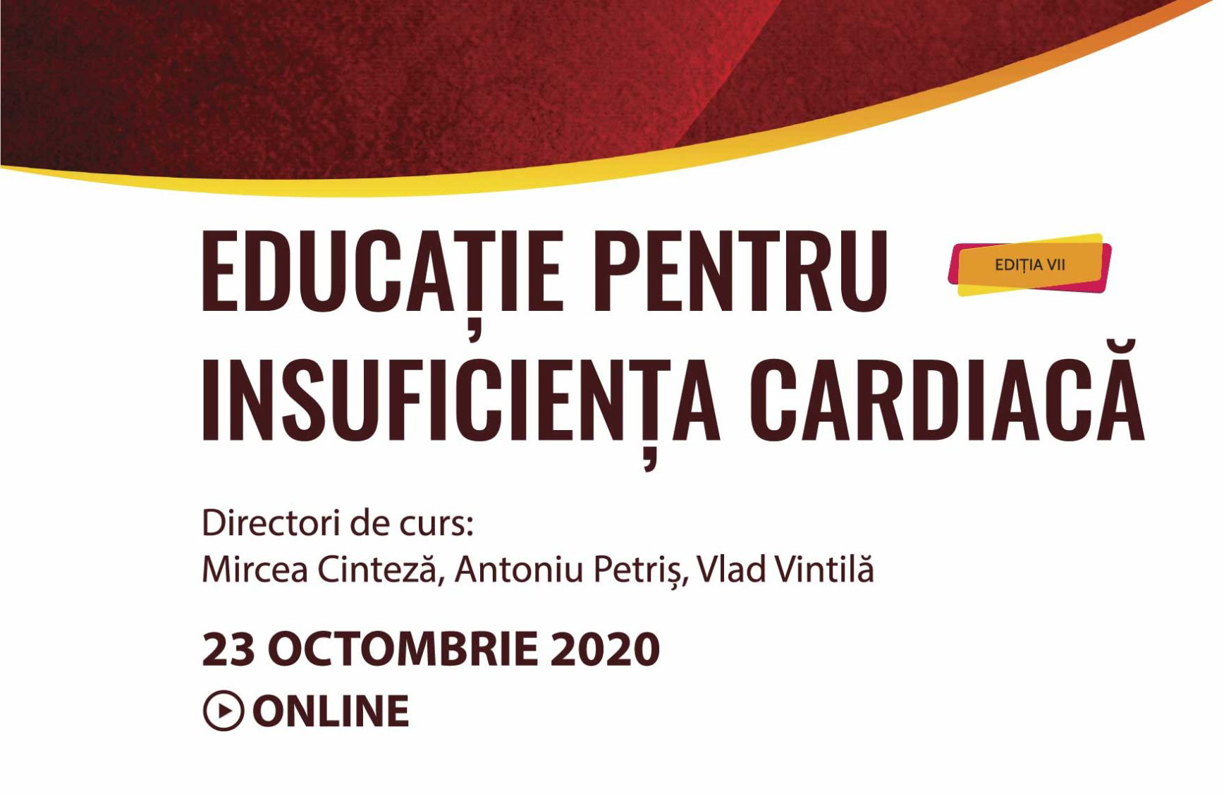 Cursul EPIC VII – Educație Pentru Insuficiența Cardiacă are loc online, pe 23 octombrie