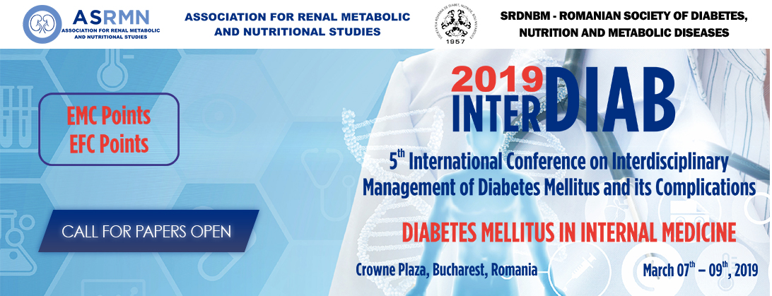INTERDIAB 2019 – Conferința Internațională Managementul Interdisciplinar al Diabetului Zaharat și Complicațiilor Sale: 7-9 martie 2019, București