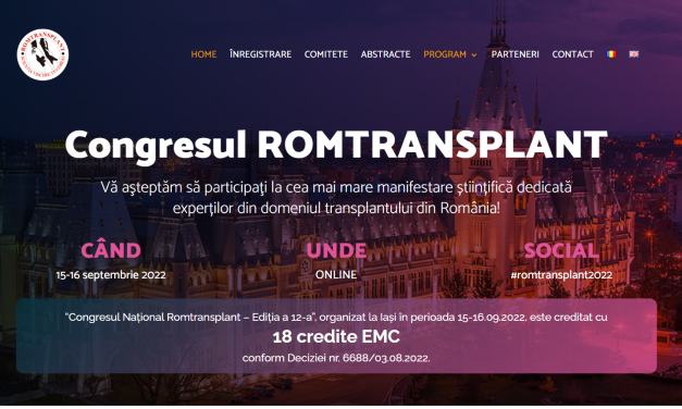 Cea mai mare manifestare științifică pentru experții din domeniul transplantului din România, Congresul ROMTRANSPLANT, va avea loc la Iași pe 15 și 16 septembrie